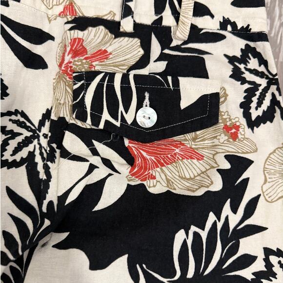 Sportelle NWT Women’s Floral Print Pants Black Cream Coral Size Small - Picture 3 of 14